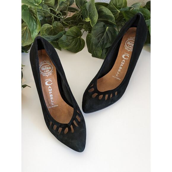 Jeffrey Campbell Wedges Heels Ann Arbor Suede Cut Out Boho Quirky Boho Size 6.5 - Picture 2 of 13